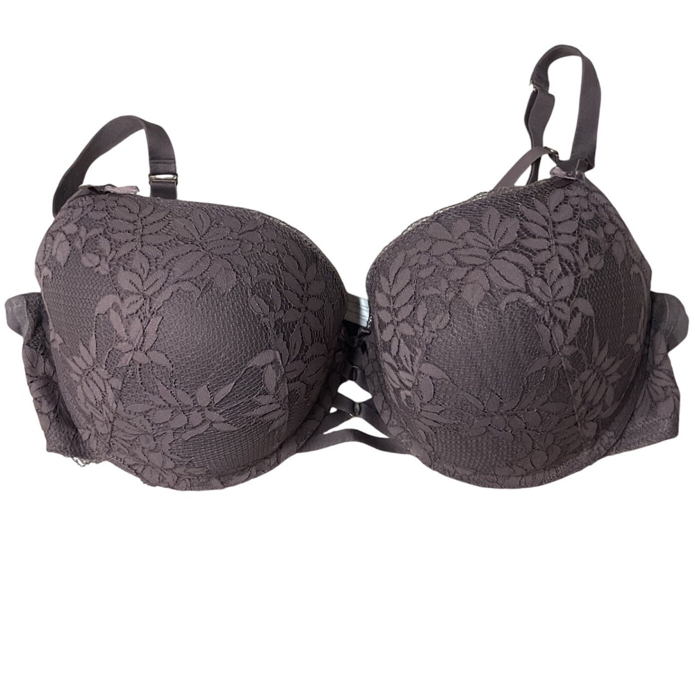 Cacique Seriously Sexy Boost Strappy Laced Underwired Balconette Bra Size 40DD‎